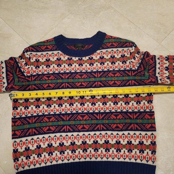 J Crew Classic Fair Isle Womens XS Lambs Wool Multicolor Knit Crewneck Sweater - Picture 8 of 16
